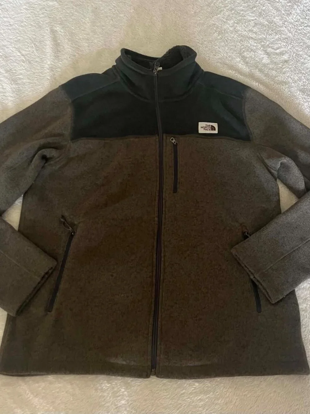 The North Face Gordon Lyons Full Zip Fleece Jacket Men's size Large Green Black